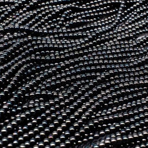 Glass Round Beads 2mm 15" String   Charcoal for jewellery making