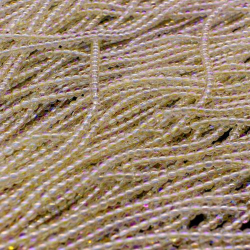 Glass Round Beads 2mm 15" String   Lemon Rainbow for jewellery making