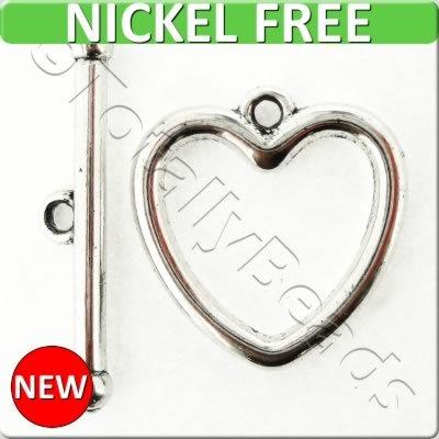 Metal Toggle - Heart 20mm 4 sets Antique Silver