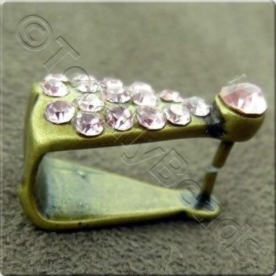 Matte Gold and Pink Diamante Bail - 14mm