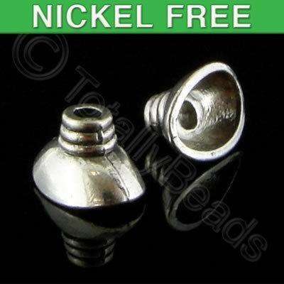 Antique Silver Bead Cap - 12x9 - Oval 16pcs