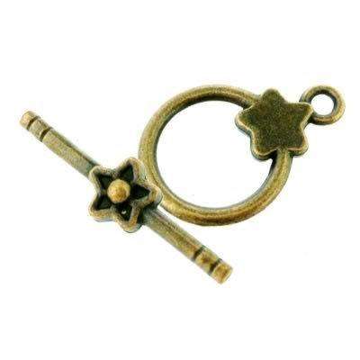 Metal Toggle - Star Ring 15x23mm Bronze Red Copper