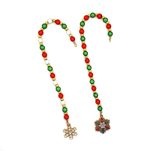 Candy Cane Decorations makes 8 gold (no charm) jewelry making kit — DIY set with beads and instructions for creating handmade jewelry