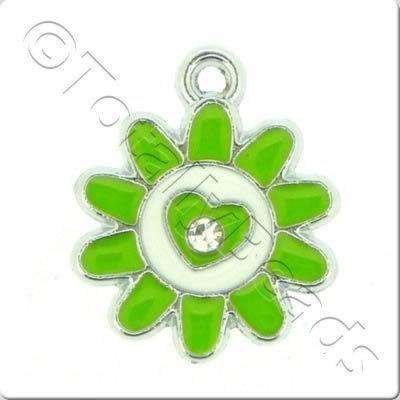 Enamel Charm - Sunflower - Green
