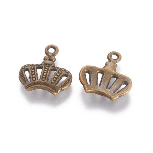 Metal Charm Crown 14mm 20pcs   Antique Bronze for jewellery making