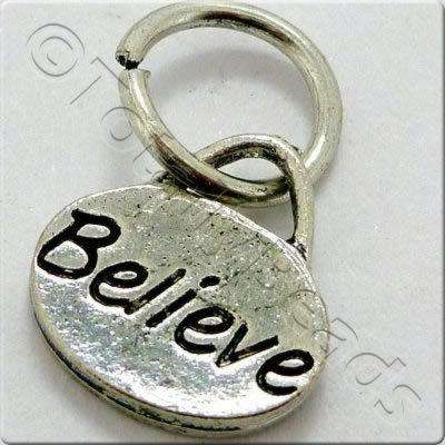 Tibetan Silver Message Tag/Charm - Believe 5 pcs