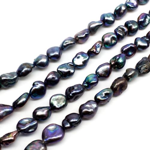 Freshwater Pearls 8x6mm Oval Peacock   14" String for jewellery making