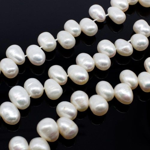 Freshwater Pearls 9x7mm Top Drilled Oval Natural   14" String for jewellery making