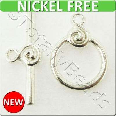 Metal Toggle - Swirl Ring 16mm 4 sets Silver Plated