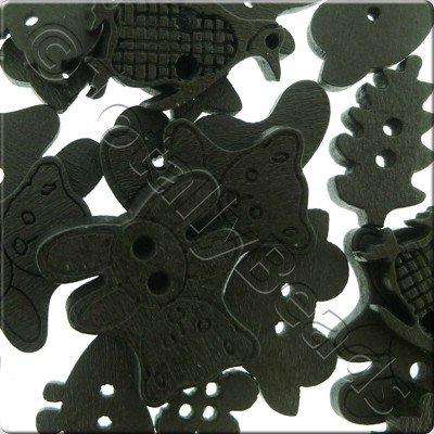Wooden Button Mixed Shapes - Black