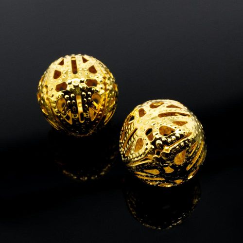 Filigree Round Spacer Beads 16mm 10pc   Gold Plated for jewellery making