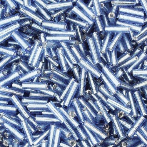 Bugle Beads 6mm - Silver Lined Blue 100g