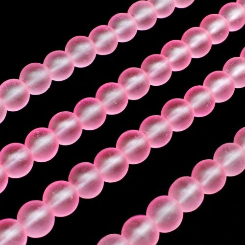Glass Frosted Beads 6mm Round   Pink for jewellery making