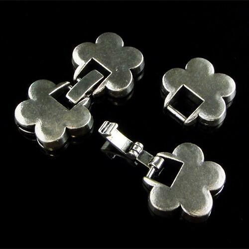 Antique Silver Flower Buckle Gluein Clasp 32mm 1 set for jewellery making