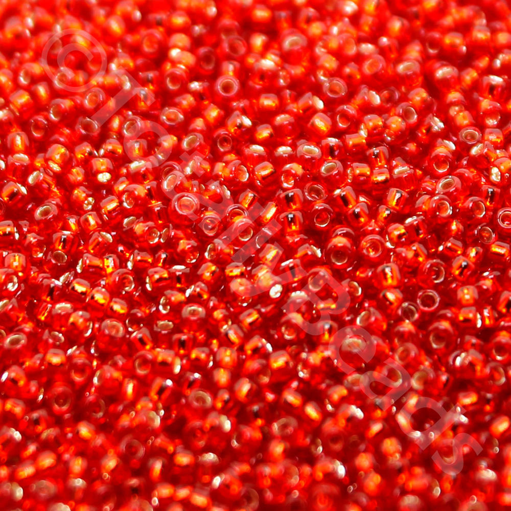 Toho Size 15 Seed Beads 10g - Silver Lined Siam Ruby