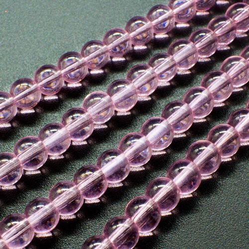 Glass Beads 6mm Round   Pink 14" String for jewellery making