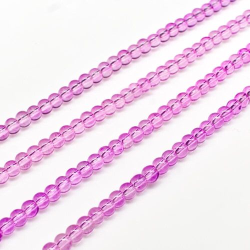 Glass Beads 3mm Round   Mauve 14" String for jewellery making