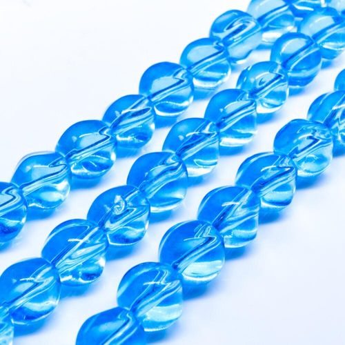 Glass Beads 10mm Tri Round   Turquoise 14" String for jewellery making