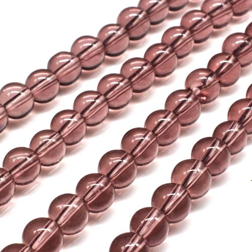 Glass Beads 6mm Round   Pale Amethyst 14" String for jewellery making