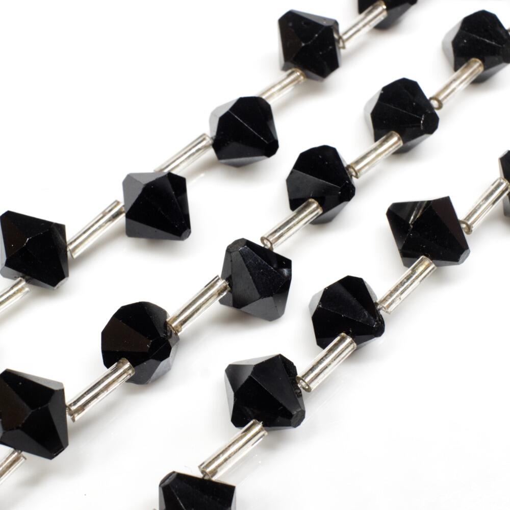 Glass Beads 7mm Top Bicone   Jet Black 24pcs for jewellery making