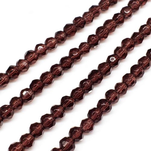Glass Beads 4mm Facet Round   Amethyst 14" String for jewellery making