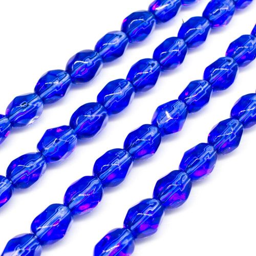 Glass Beads 7mm Facet Rice   Royal Blue 14" String for jewellery making
