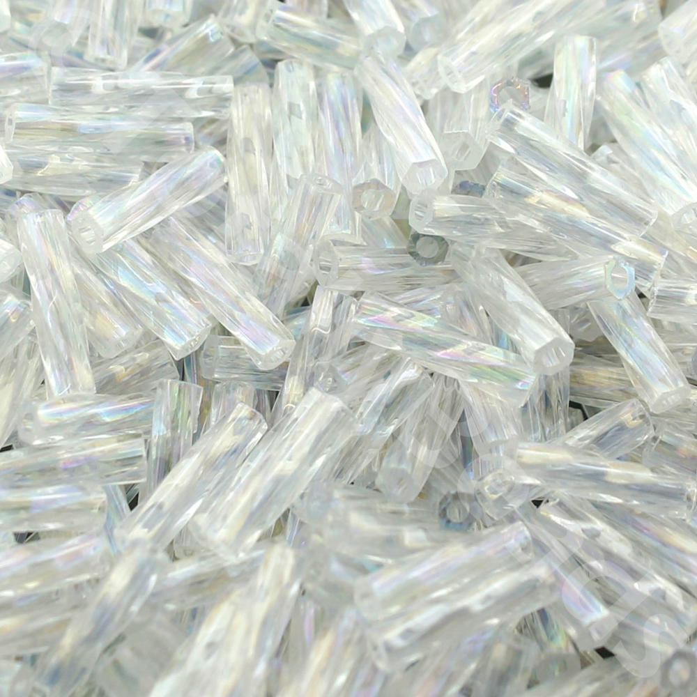 Toho 9mm Twisted Bugle Beads 10g - Trans Rainbow Crystal