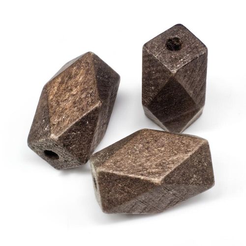 Wooden Bead   Facet Cubiod 22mm Brown 8pcs for jewellery making