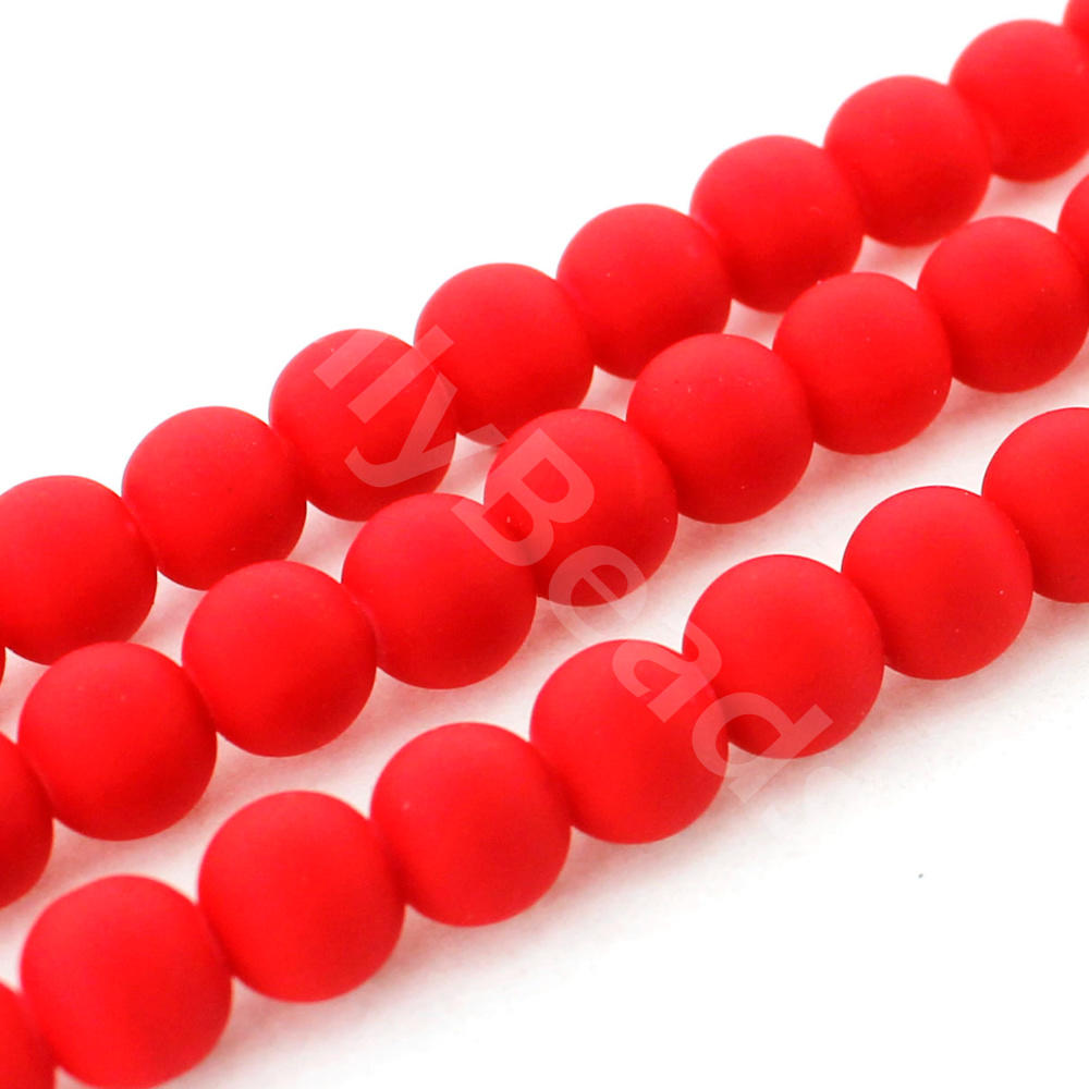 Soft Touch Glass Beads 8mm Round - Red