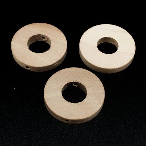 Wooden Bead   Donut 25mm Natural 6pc 6 Pieces for jewellery making