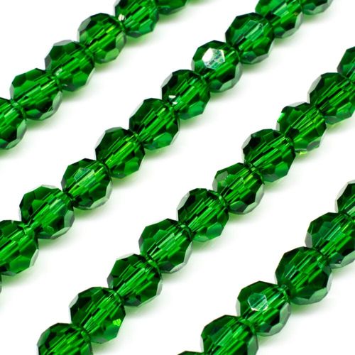 6mm crystal beads emerald green, pack of 72 — faceted for jewelry making and beadwork