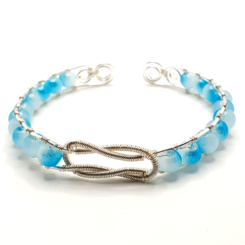 Camille Wire Bangles Blue Jade Colour jewelry making kit — DIY set with beads and instructions for creating handmade jewelry
