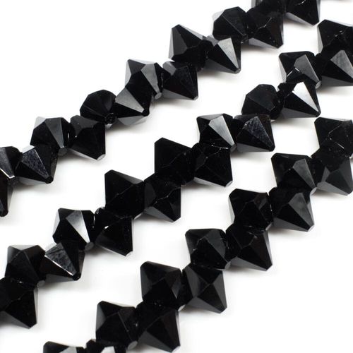8mm crystal bicone beads jet black, pack of 20 — faceted for jewelry making and beadwork
