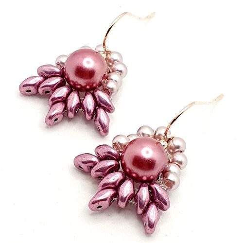 Enid Earrings 5 Pairs Indian Pink earring making kit — DIY set with beads and instructions for creating handmade jewelry