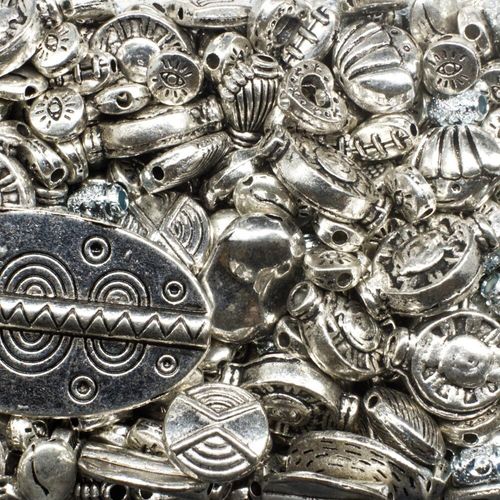 Metal Alloy Beads Antique Silver Mix 40g 15mm for jewellery making