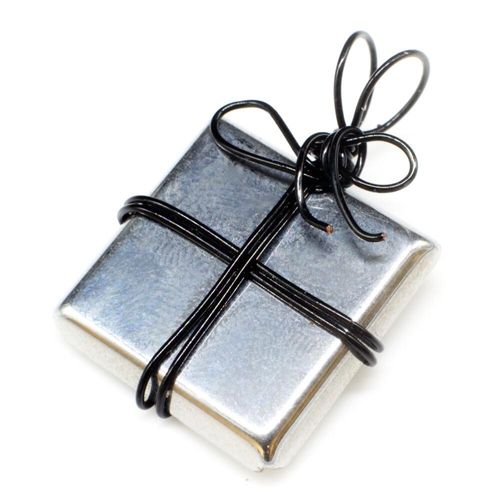 Wire Wrapped Christmas Presents silver jewelry making kit — DIY set with beads and instructions for creating handmade jewelry