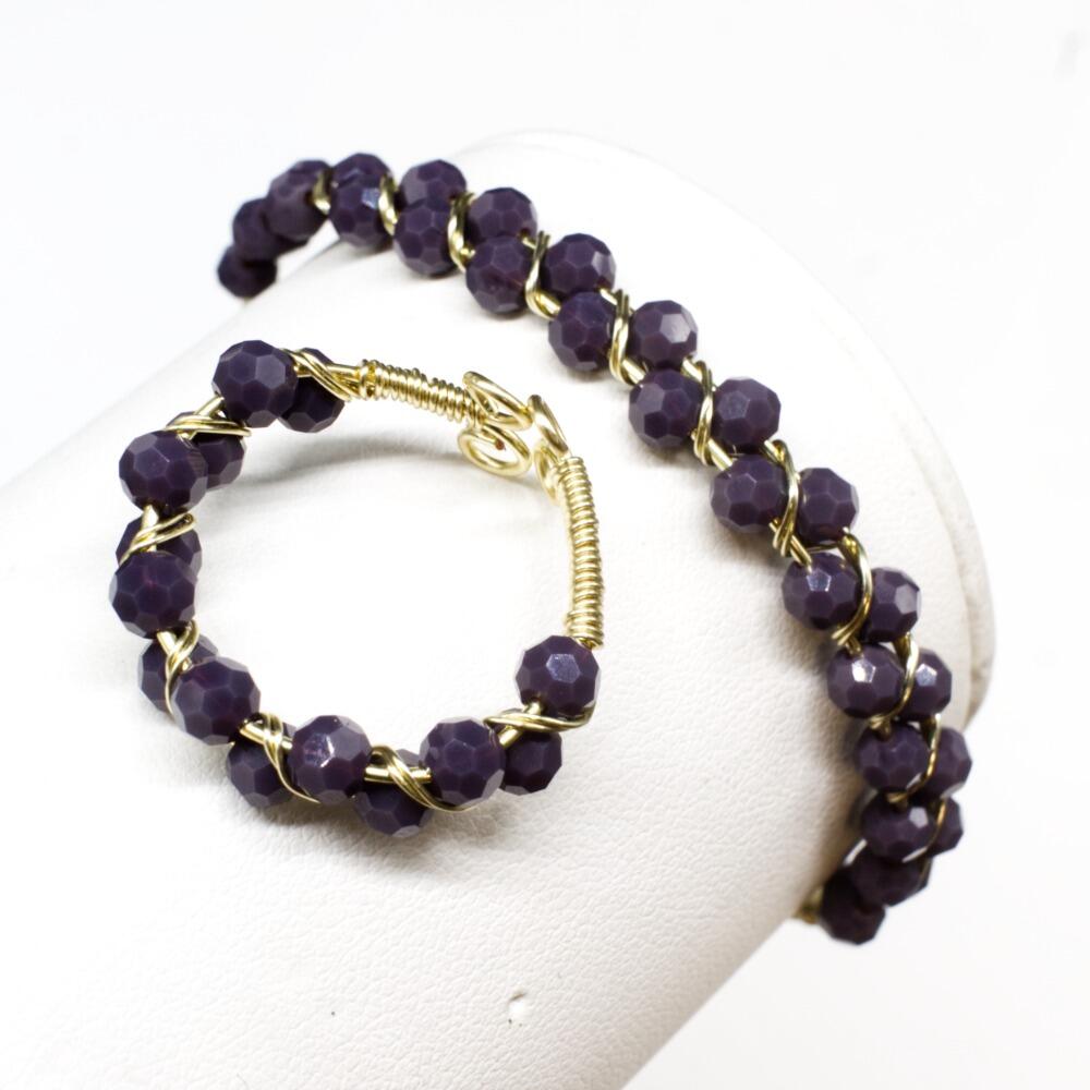 Delia Bangle & Ring lavender jewelry making kit — DIY set with beads and instructions for creating handmade jewelry