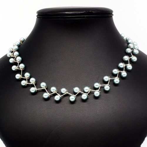 Glass Pearl Vine Necklace powder blue necklace making kit — DIY set with beads and instructions for creating handmade jewelry