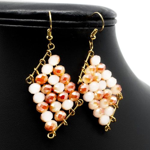 Hallie Earrings peach cream earring making kit — DIY set with beads and instructions for creating handmade jewelry