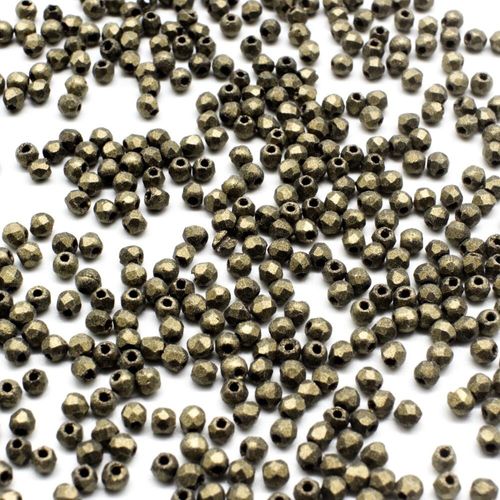 2mm Czech glass fire polished faceted beads metallic suede gold — pack of 100, high-quality faceted beads perfect for jewelry making and…