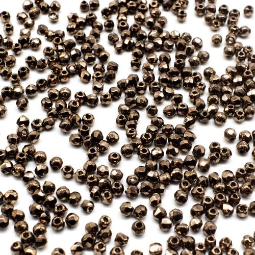 2mm Czech glass fire polished faceted beads bronze — pack of 100, high-quality faceted beads perfect for jewelry making and beadwork proj…