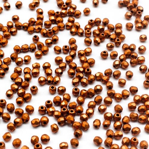 2mm Czech glass fire polished faceted beads matte brass gold — pack of 100, high-quality faceted beads perfect for jewelry making and bea…