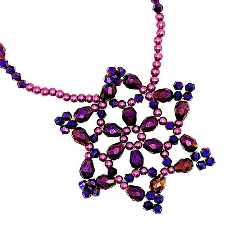 Snowflake Crystal Necklace purple iris necklace making kit — DIY set with beads and instructions for creating handmade jewelry
