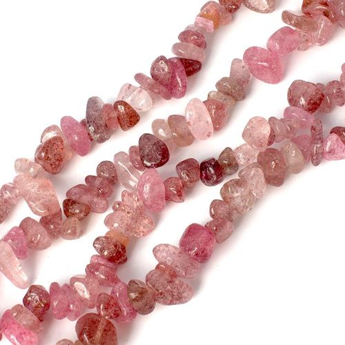 resin druzy bead red strawberry quartz 32" string — sparkling cabochon-style stone ideal for jewelry making, pendants, and craft designs