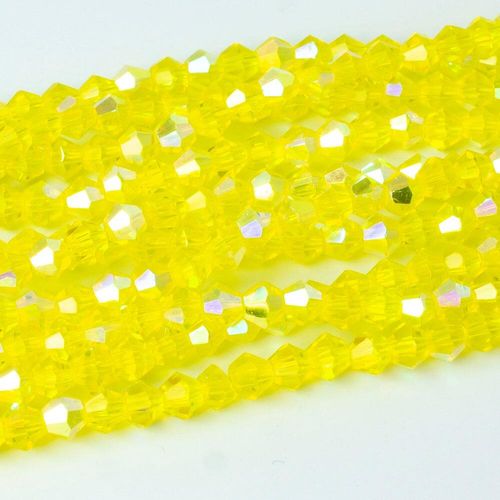 4mm crystal bicone beads yellow ab — AB finish, faceted for jewelry making and beadwork