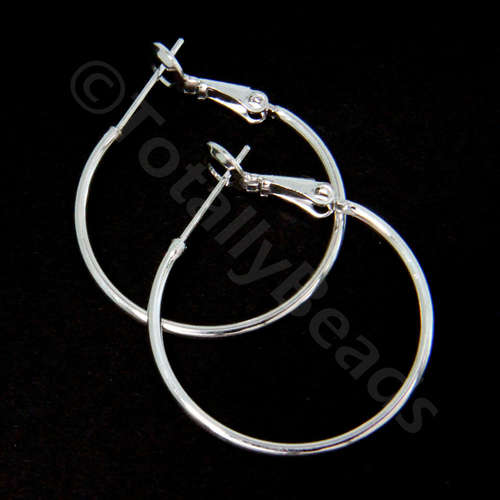 Hoop Earring 25mm 1 Pair - Silver