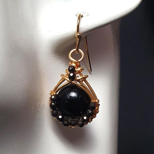 Ingrid Gemstone Earrings 2 Pairs gold obsidain earring making kit — DIY set with beads and instructions for creating handmade jewelry