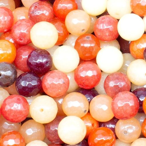Dyed Jade 12mm Facet Round Beads Mix 30pc   Wild Berries pack of 12 for jewellery making