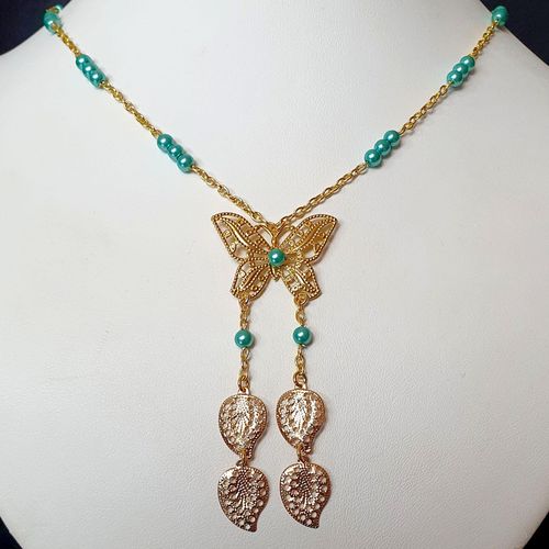 Kimana Butterfly Necklace turquoise necklace making kit — DIY set with beads and instructions for creating handmade jewelry