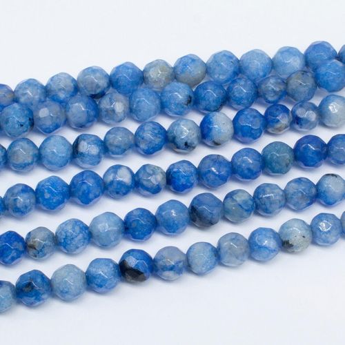 Dyed Jade 5mm Facet Round Beads 70pc   Blue Mix pack of 6 for jewellery making